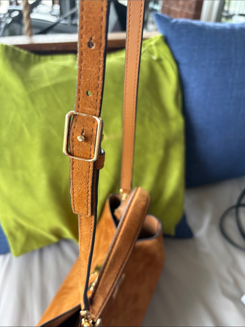 NWT Tory Burch Eleanor Soft Satchel Caramel Suede Top-Handle/Shoulder Bag - Picture 10 of 12